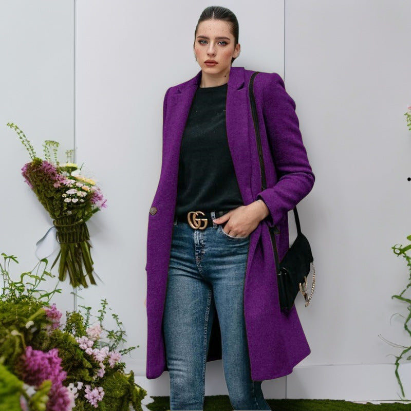 Damen elegante und bequeme Wollmantel Drune