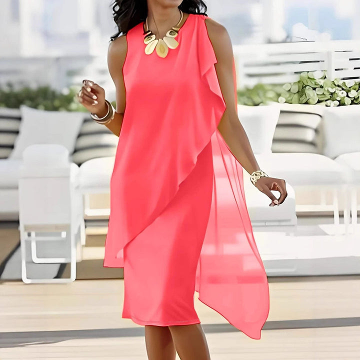 Damen asymmetrisches Chiffonkleid mit fließendem Schnitt Drune