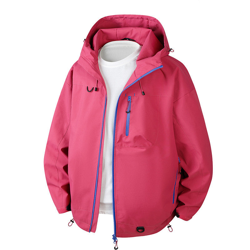 Herren Urbane Schutz-Softshelljacke mit verstellbarer Kapuze, Kontrast-Reißverschlüssen und Brusttasche Drune