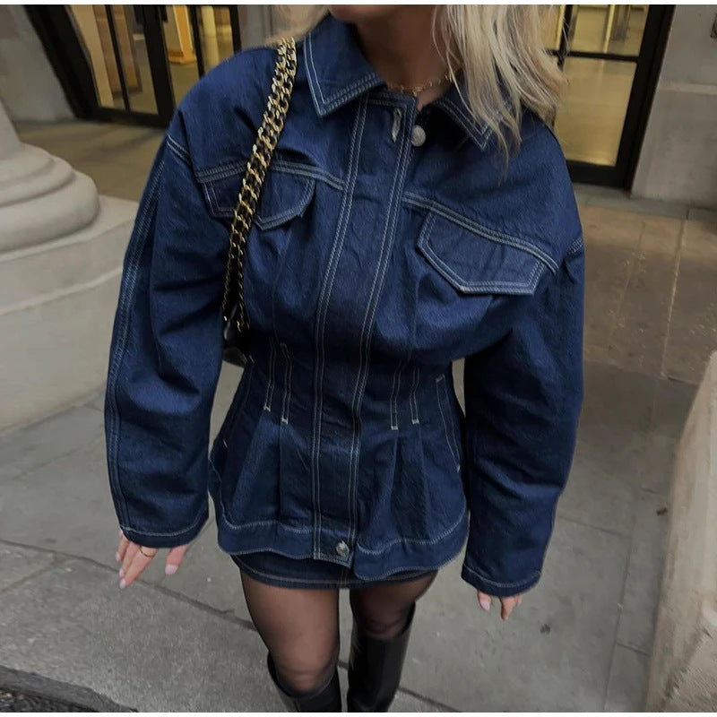 Damen modische Denim-Jacke Drune