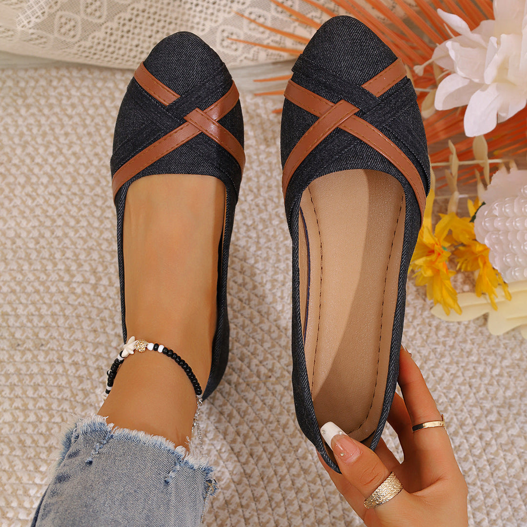 Damen Ballerinas mit elegantem Kreuzriemen Drune