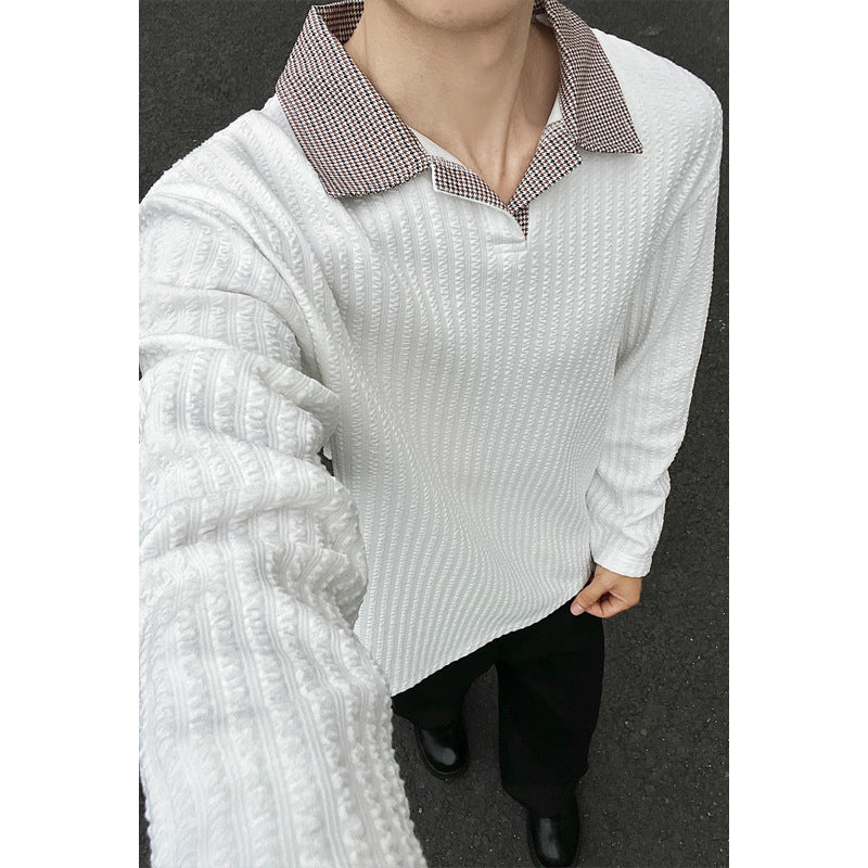 Herren Langarm-Hemd mit modernem Strukturmuster Drune