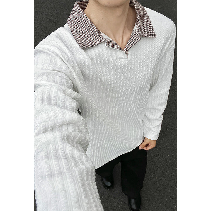 Herren Langarm-Hemd mit modernem Strukturmuster Drune