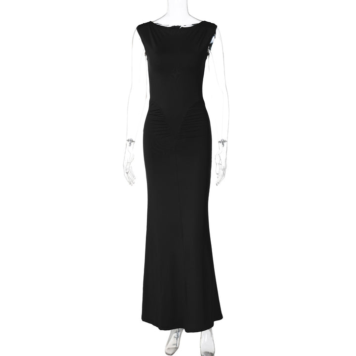 Damen Figurbetontes Maxikleid mit hochgeschlossenem Design und Raffung Drune