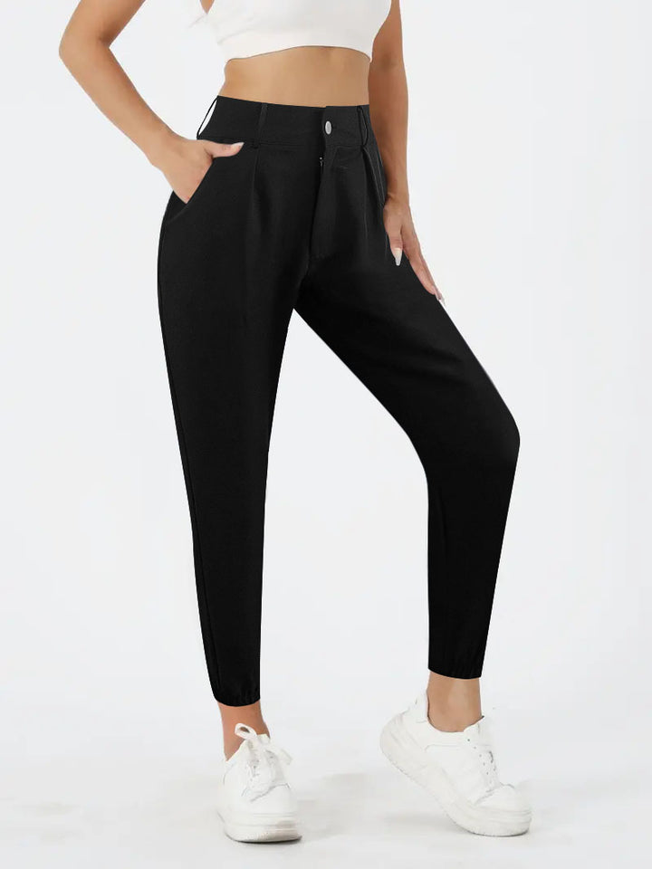 Damen Hochtaillierte Chino-Hose mit schmalem Knöchel-Bündchen Drune