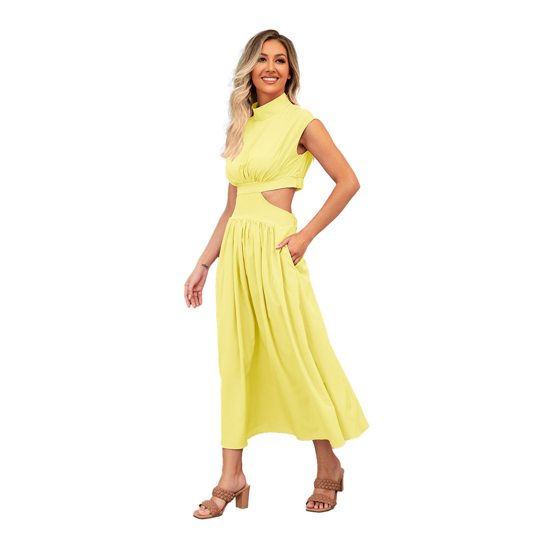 Damen Cut-Out Sommerkleid mit hohem Kragen Drune