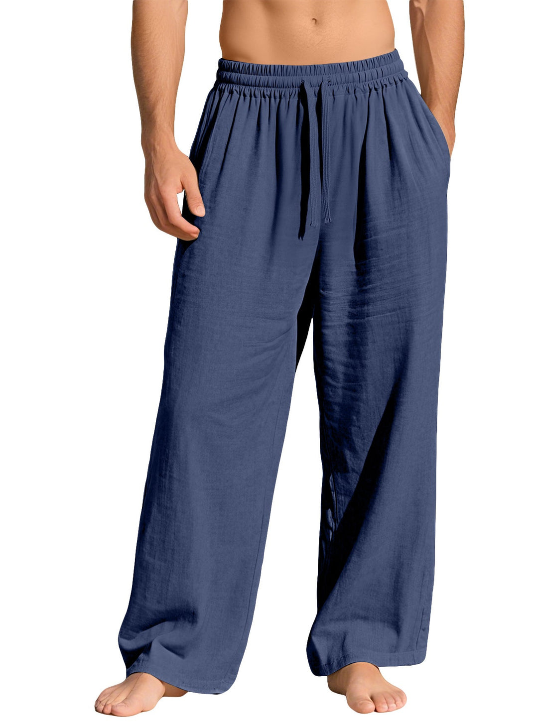 Herren nan leichte Leinen-Loungehose mit elastischem Bund und Seitentaschen Drune