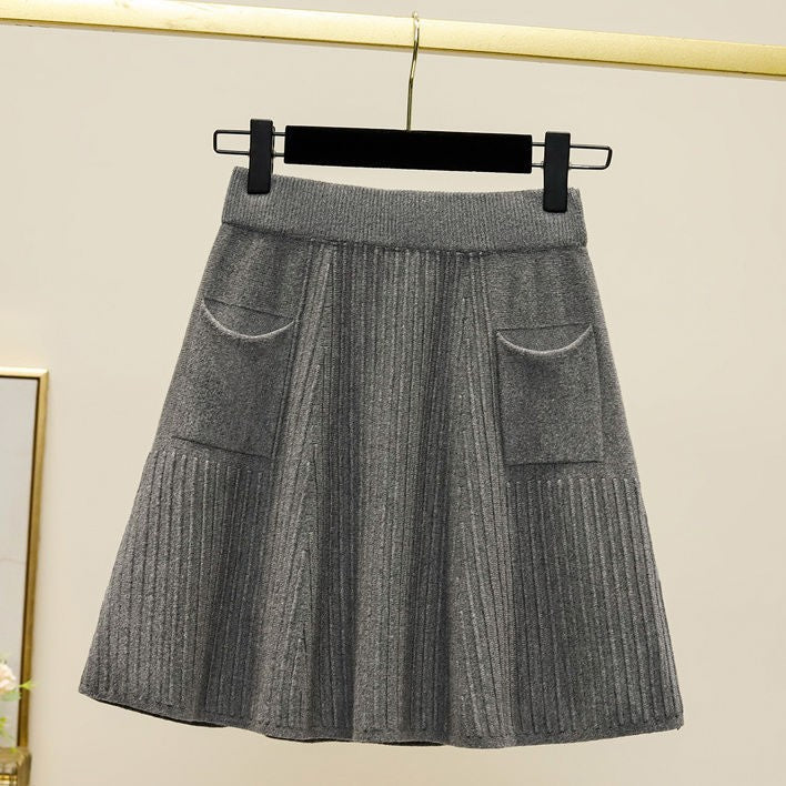 Damen Plissierter Rock mit praktischen Taschen Drune