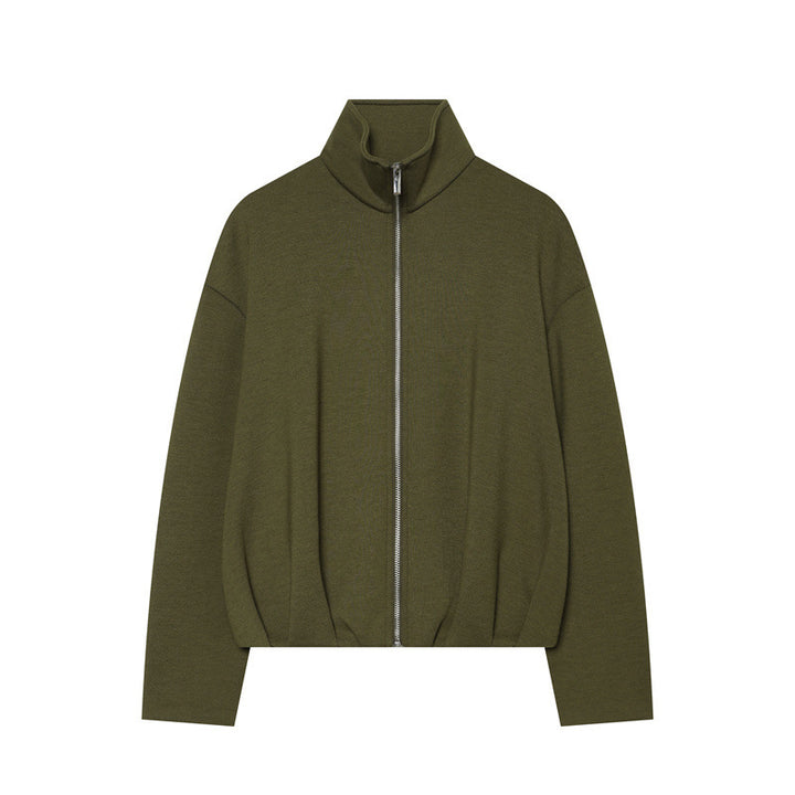 Damen Leichter Zip-Cardigan mit Stehkragen und kastiger Silhouette Drune