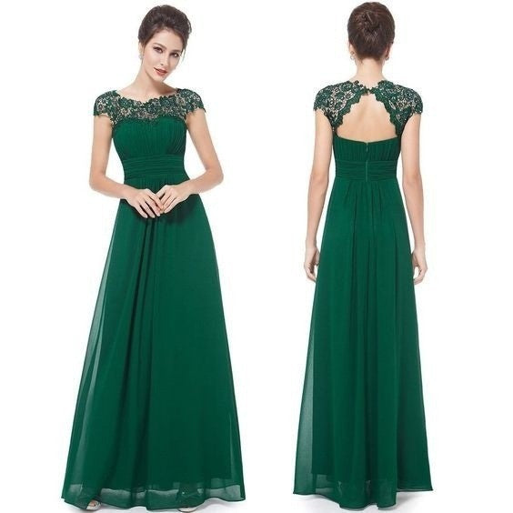 Damen Elegantes Abendkleid mit feiner Spitze und fließendem Rock Drune