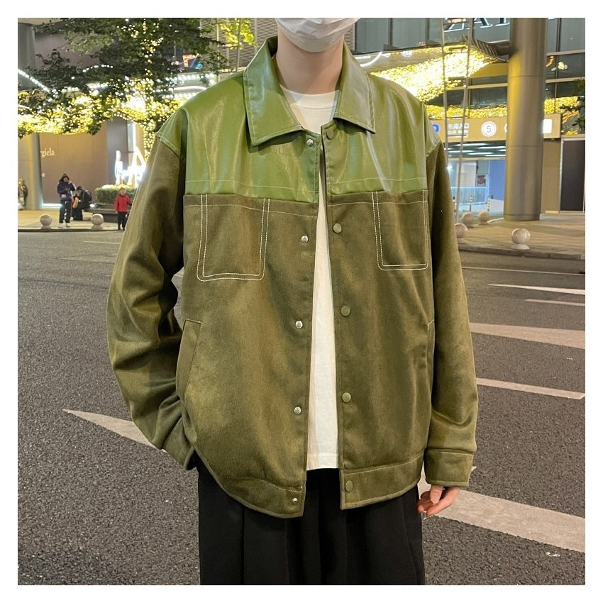 Herren Overshirt aus Veloursleder mit glänzendem Schulterbesatz und lässigem Schnitt Drune