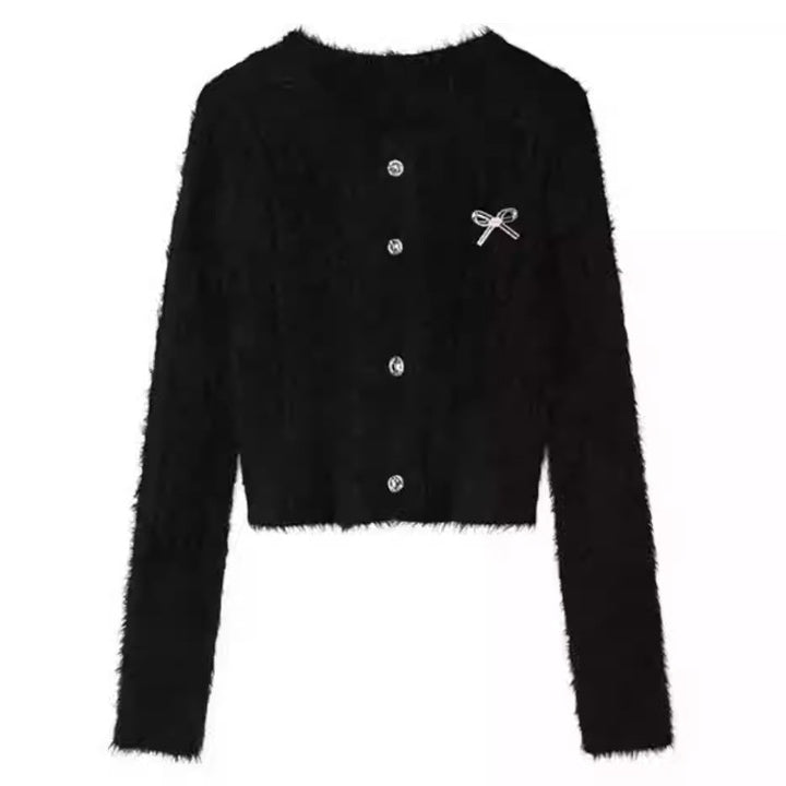 Damen Eleganter kurzer Cardigan mit Knöpfen Drune