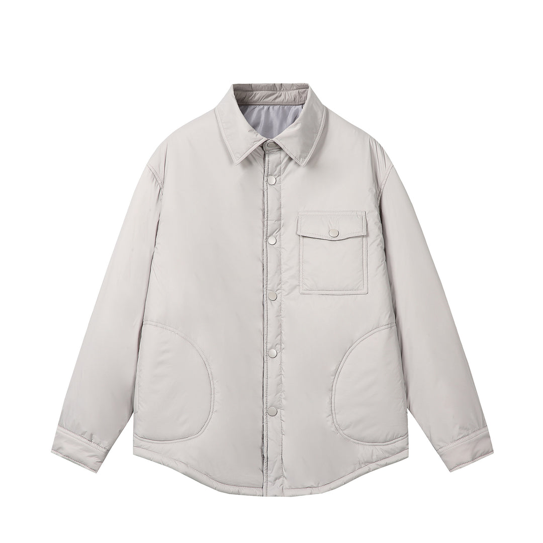 Unisex Kurz geschnittener Thermo‑Hemdblouson mit Hemdkragen und Pattentasche Drune