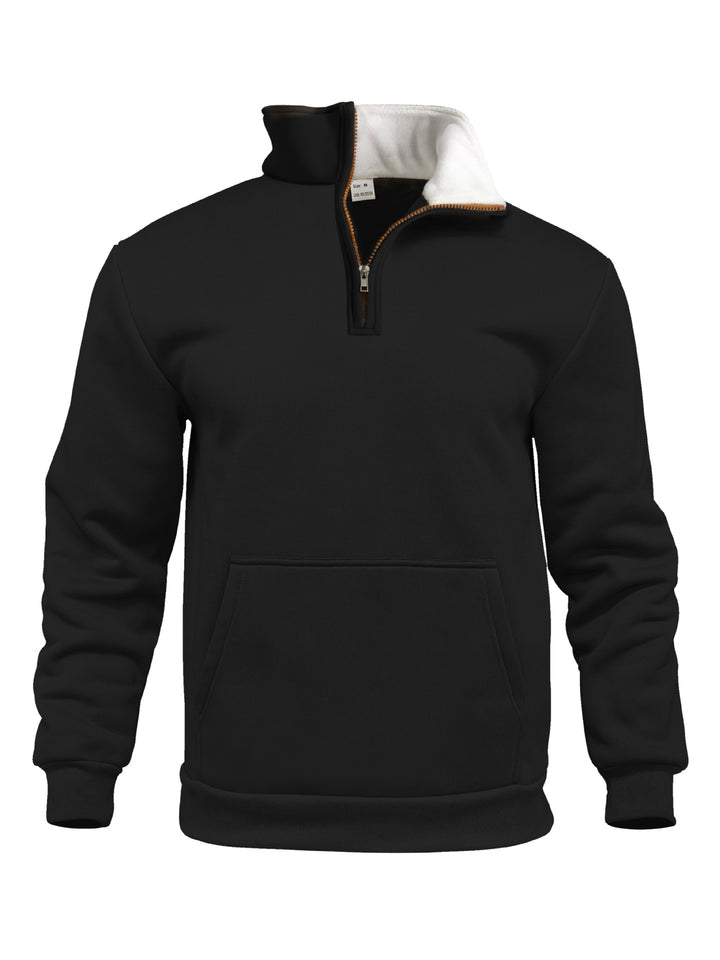 Herren sportlicher Kapuzenpullover mit halbem Reißverschluss und praktischer Kängurutasche Drune