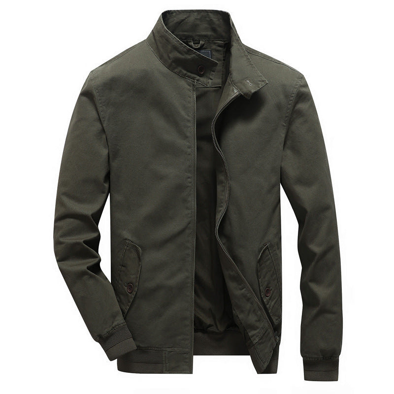 Herren Urbanes Canvas-Blouson mit hochschließendem Stehkragen und verdeckter Zip-Front Drune