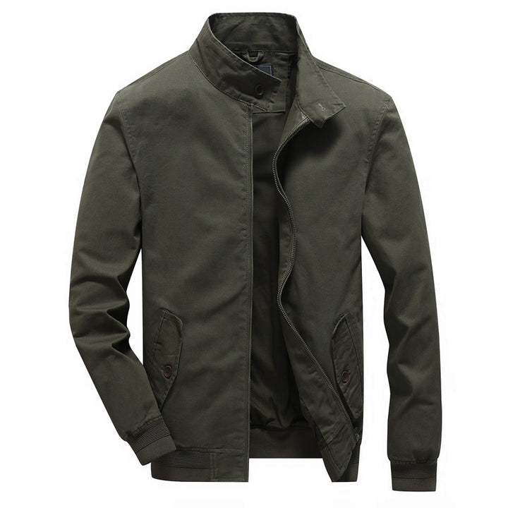 Herren Urbanes Canvas-Blouson mit hochschließendem Stehkragen und verdeckter Zip-Front Drune