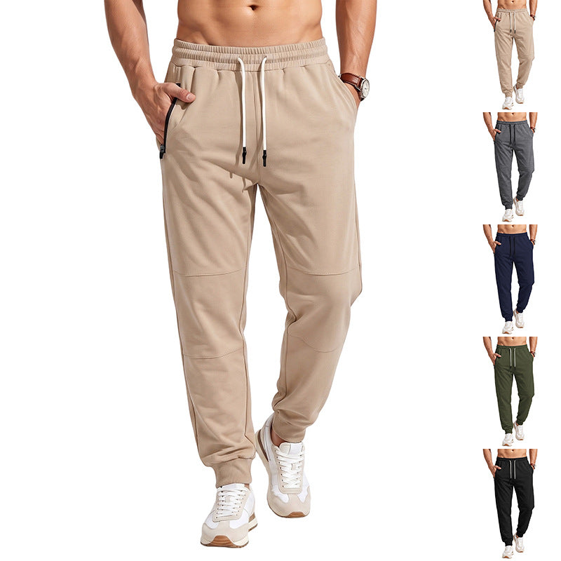 Herren Slim-Fit Performance-Jogginghose aus French-Terry mit Knieeinsatz und Reißverschlusstaschen Drune