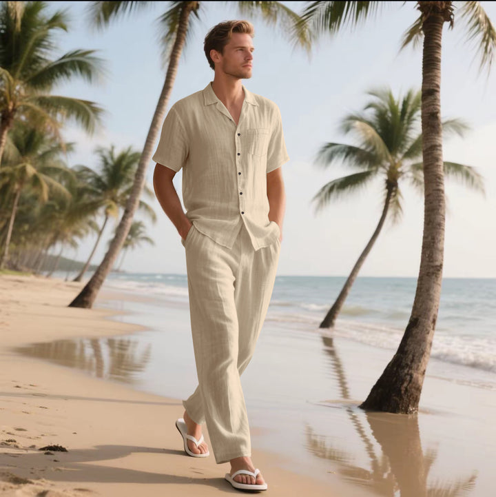 Herren lässiges Leinen Outfit Drune