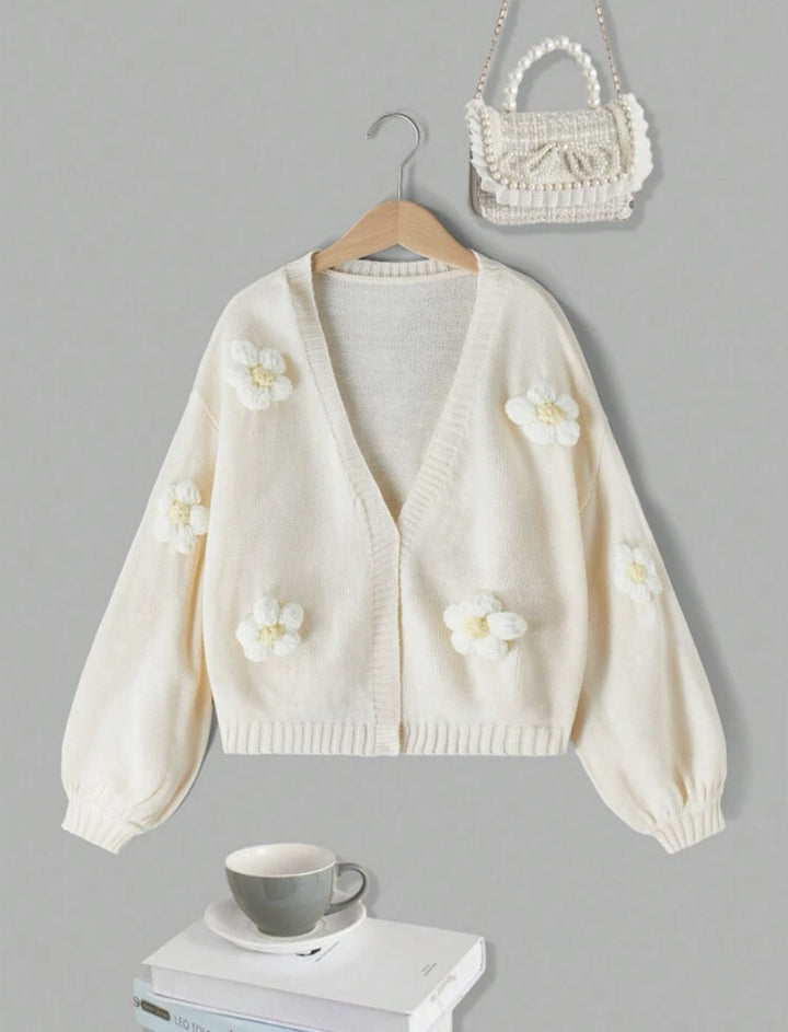 Damen Kurzjacke mit verspielten Blumenapplikationen Drune