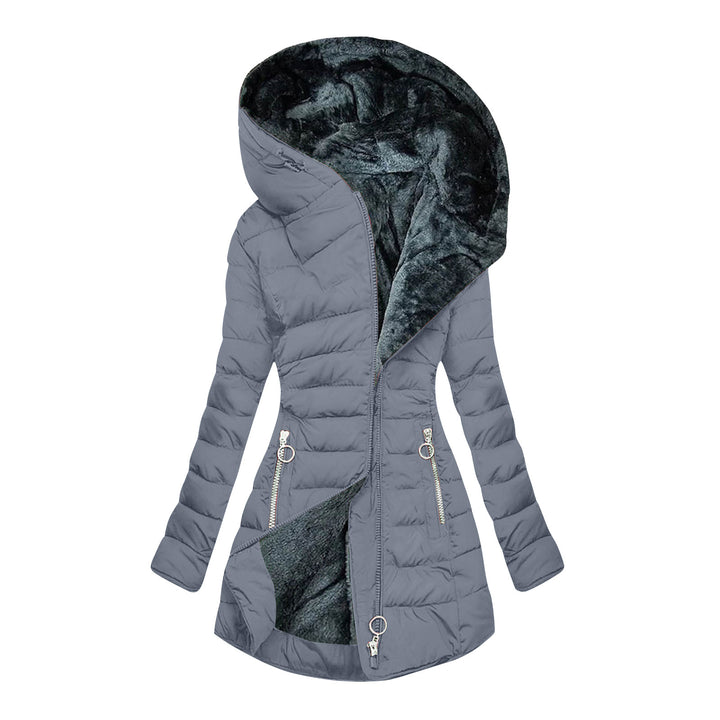 Damen Lange gefütterte Winterjacke mit hohem Kragen und kuscheligem Innenfutter Drune