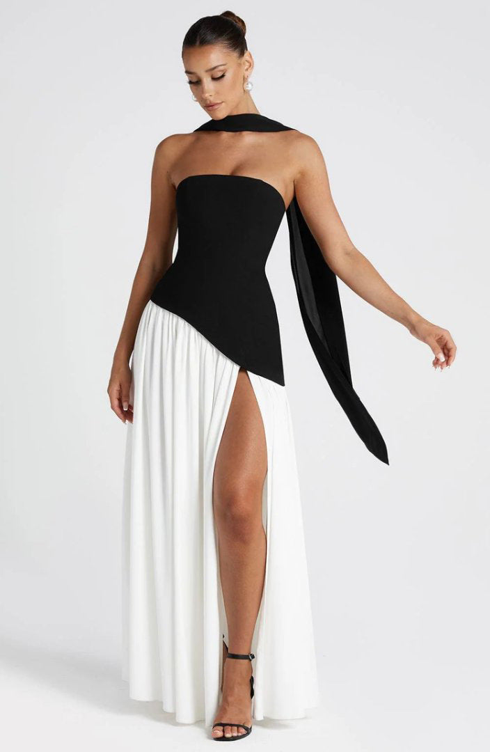 Damen Hochwertiges Abendkleid mit asymmetrischem Schnitt und elegantem Schlitz Drune