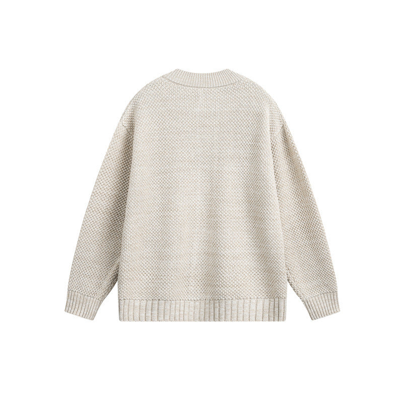 Unisex Grobstrick-Cardigan mit Perlmuster und durchgehender Knopfleiste Drune