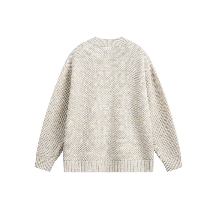 Unisex Grobstrick-Cardigan mit Perlmuster und durchgehender Knopfleiste Drune