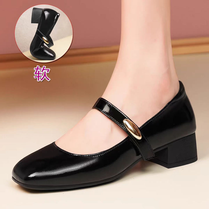 Damen Mary Jane Blockabsatzschuhe mit modischer Schnalle Drune