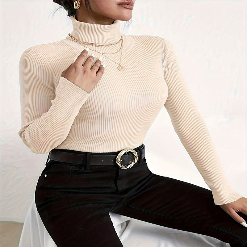 Damen Rollkragenpullover mit feiner Rippstruktur Drune