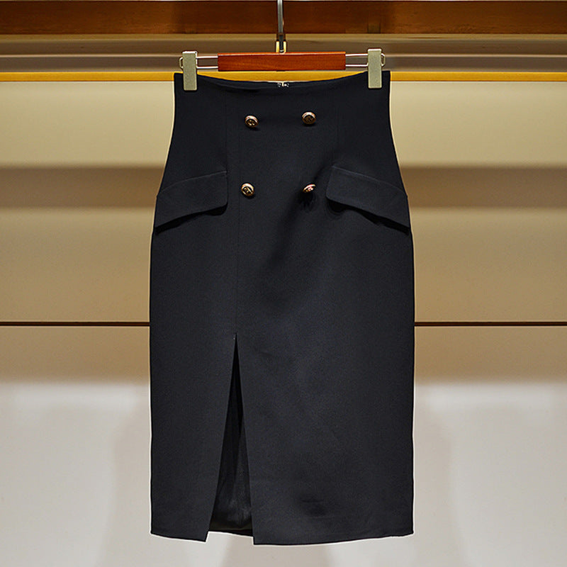 Damen Eleganter Bleistiftrock mit Knopfdetails Drune