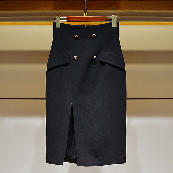 Damen Eleganter Bleistiftrock mit Knopfdetails Drune