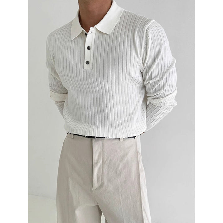 Herren Stilvolles Langarm-Rippstrickoberteil Drune