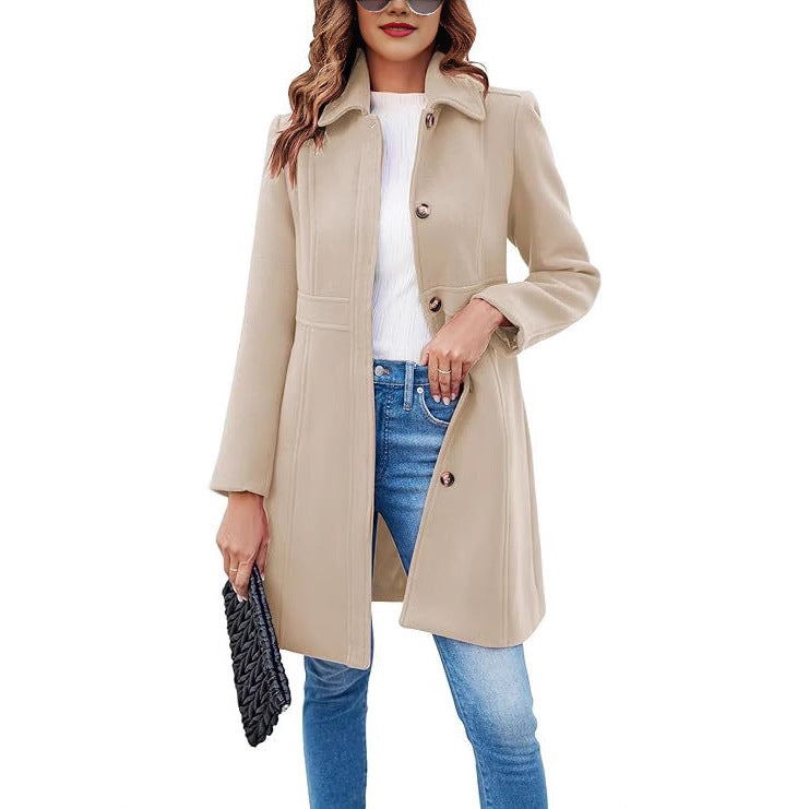 Damen Elegante Wollmantel