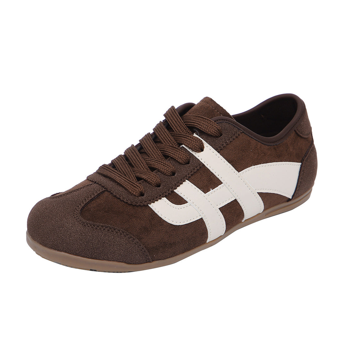 Damen Retro-Runner Slim Sneaker mit flacher Gummisohle und Zierstreifen Drune