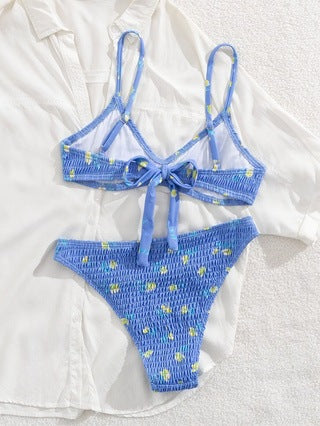 Damen Triangel-Bikini im verspielten Design mit knotenverziertem Oberteil Drune