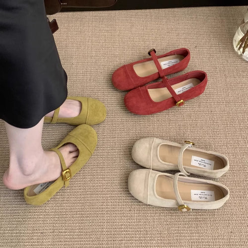 Damen Ballerinas mit verstellbarem Riemen und weichem Innenfutter Drune