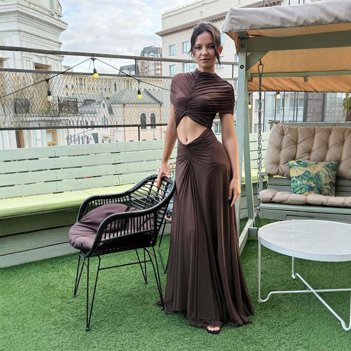 Damen elegantes Wickeloberteil mit taillierter Silhouette und fließendem Rock Drune