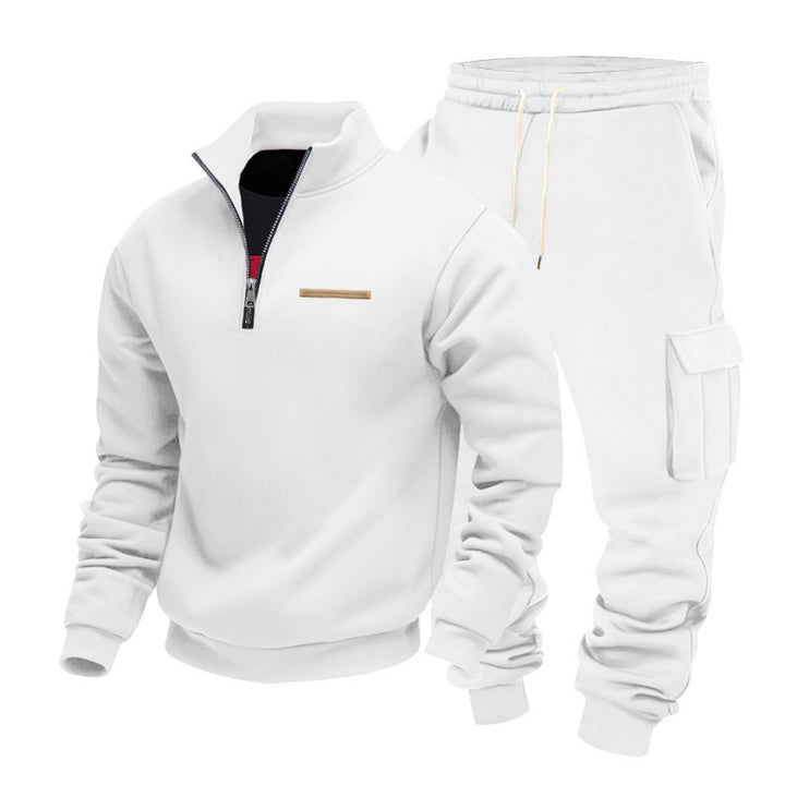 Herren Zip-Pullover- und Cargo-Jogger-Set aus weichem French-Terry Drune