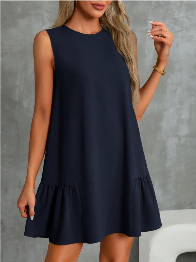 Damen luftiges Sommerkleid mit Rüschensaum Drune
