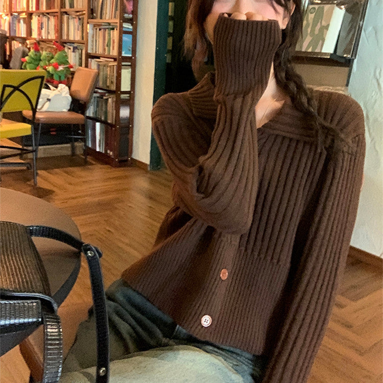 Damen feiner Strickpullover mit eleganter Knopfleiste und strukturiertem Rippdesign Drune