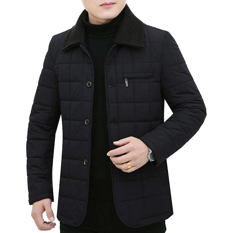 Herren Steppjacke mit Boxsteppung, Cordkragen und Brust-Reißverschlusstasche Drune