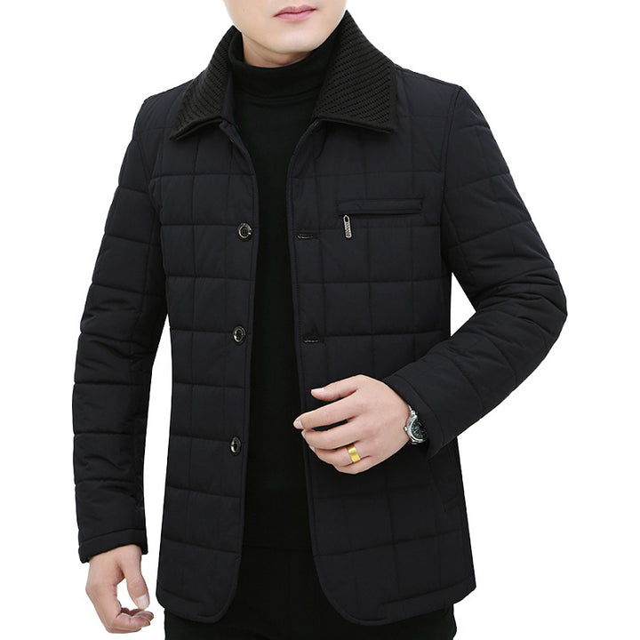 Herren Steppjacke mit Boxsteppung, Cordkragen und Brust-Reißverschlusstasche Drune