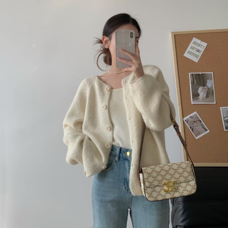 Damen Gemütlicher Cardigan mit Knopfdetails und weitem Schnitt Drune