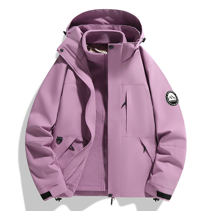 Damen zweilagige Softshell-Outdoorjacke mit herausnehmbarer Fleece-Innenjacke und Kapuze Drune