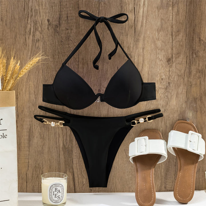 Damen Triangel-Bikini mit luxuriösen Perlendetails Drune