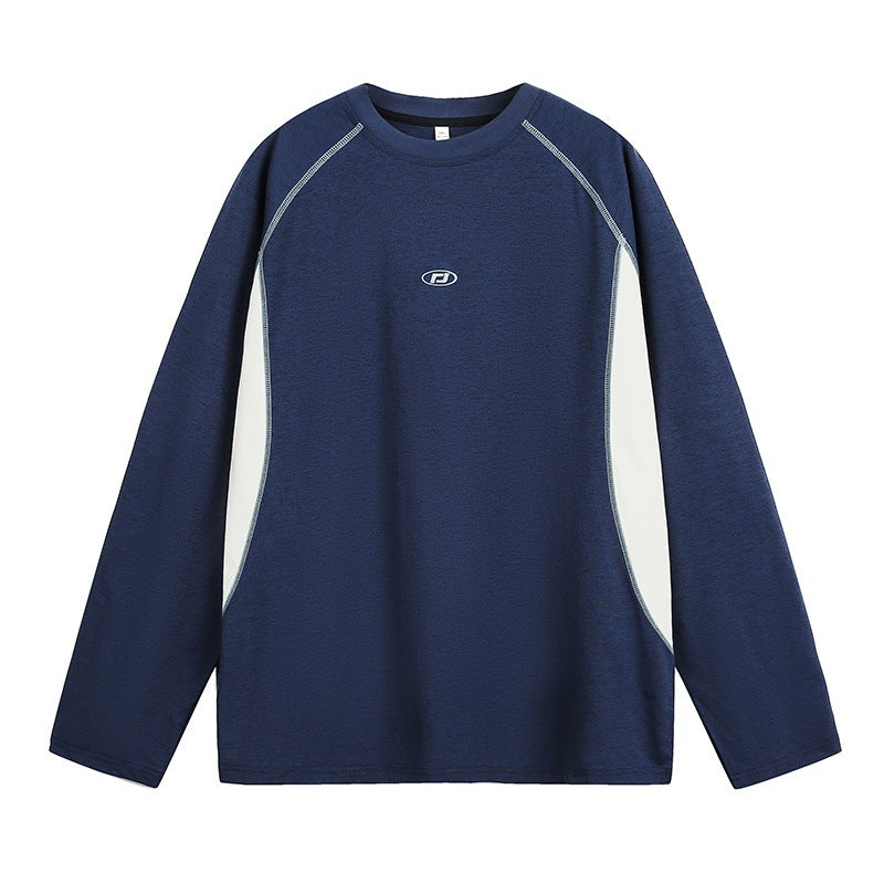 Unisex Langärmliges Sweatshirt mit Raglannähten, Kontrastseiten und minimalistischer Logo-Stickerei Drune