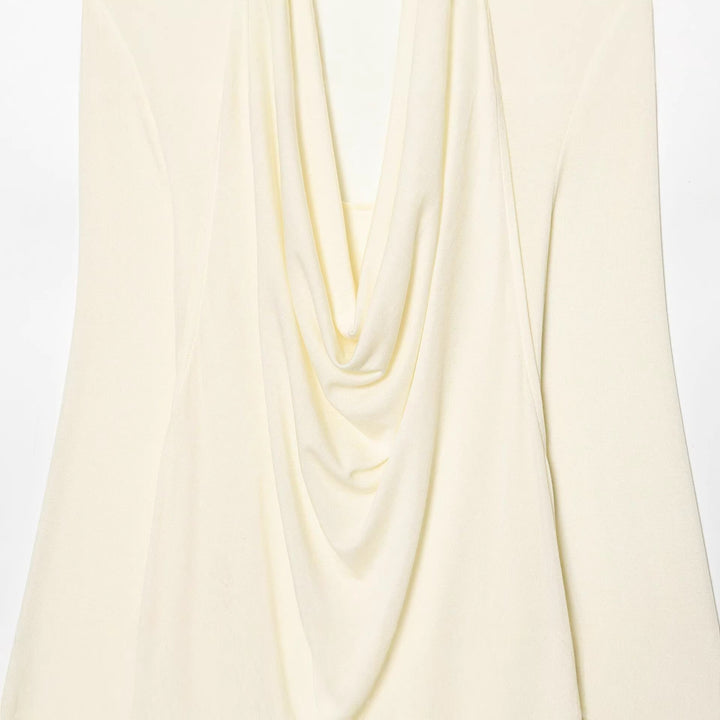Damen nan drapiertes Langarmshirt mit tiefem Wasserfall-Cowl-Ausschnitt aus feinem Jersey Drune