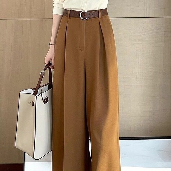 Damen weite High-Waist-Hose mit feinen Plissee-Details Drune