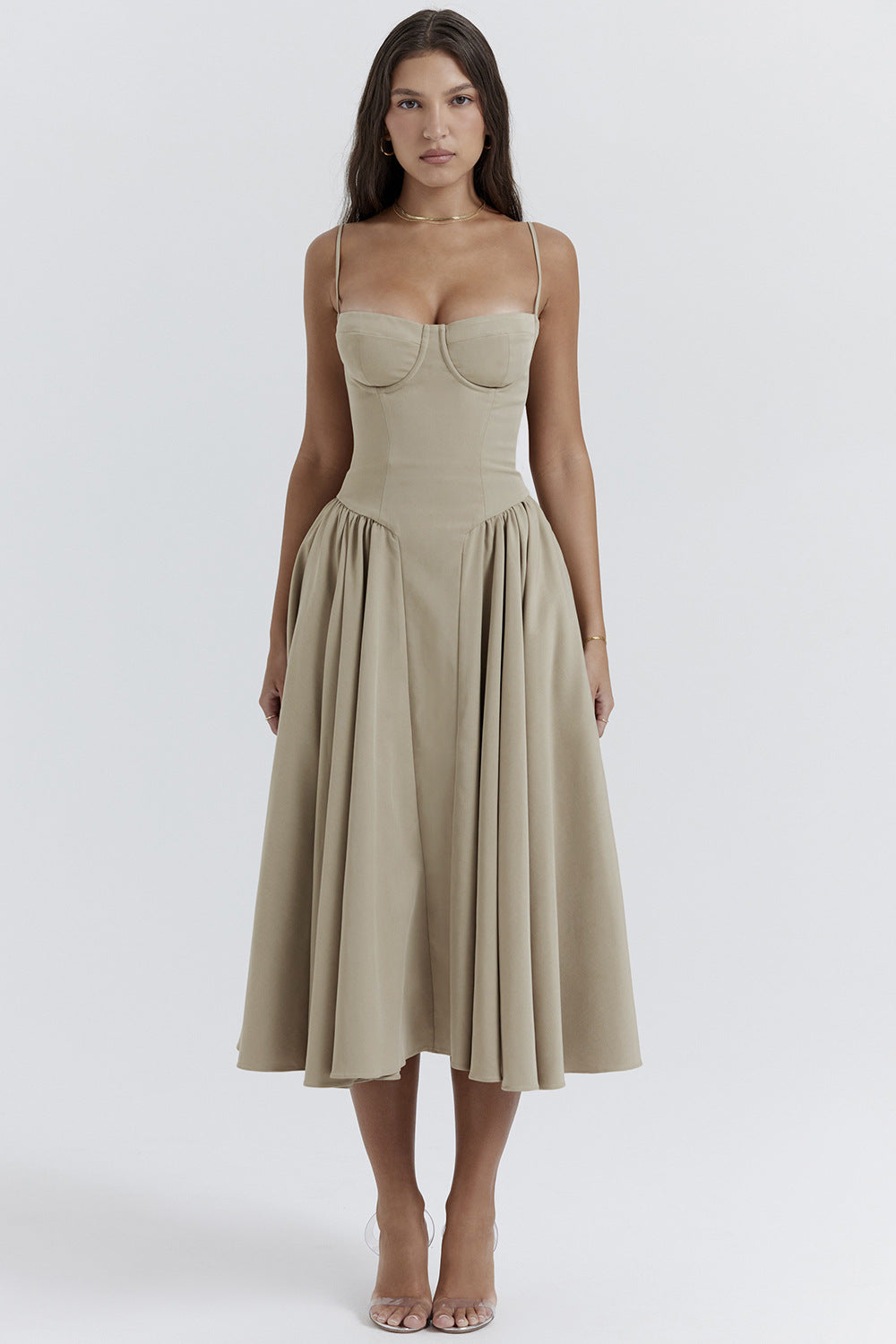 Damen Midi-Kleid mit elegantem Schnitt und komfortablen Trägern Drune