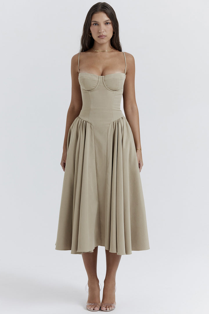 Damen Midi-Kleid mit elegantem Schnitt und komfortablen Trägern Drune